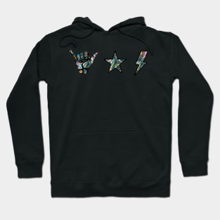 holographic shaka, star and lightning sticker pack Hoodie